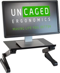 Monitor Stand Ergonomic Adjustable Height and Angle Single Computer Monitor Riser. Portable Folding Aluminum Holder Mount