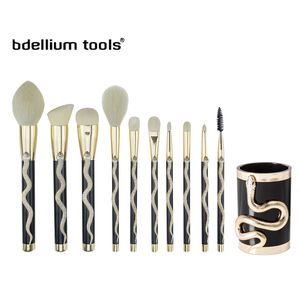 Bdellium Verktyg Limited Edition Gold-Snake Brush Set 10st Högkvalitativa borstar Skönhet Makeup Blender