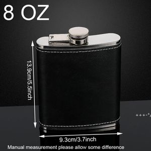 Newportable Kieszonkowy Ze Stali Nierdzewnej Flask Flagon Whisky Wine Doniczka PU Skórzana Pokrywa Alkohol Drinkware Cap 7oz 8 uncji drogą morską LLE12131