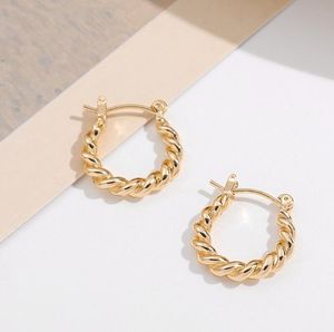 Minimalist Gold Color Tiny Twisted Hoop Earring for Woman Fashion Punk Geometric Round Small Earrings Jewelry Accessories Gifts