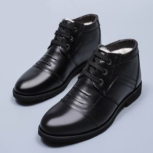 Buty męskie uzasadnione skórzane buty A2556 i miękkie buty na zimno z krótką beczką, skóra bydlęca, czarna, 30z8