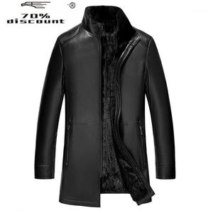 Männer Leder Faux Echte Jacke Winter Echtpelz Kalbsleder Natürliche Nerz Liner Kuh Jacken Männer Mantel L00062 KJ2639