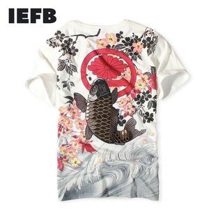 T-shirt de bordado de estilo chinês de IEFB homens Causal solto redondo colarinho de manga curta tee tops roupas 9y5861 210524