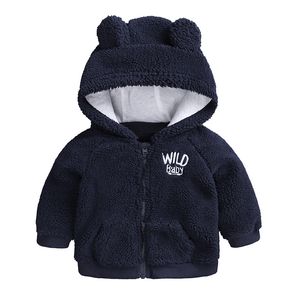 Baby Boys Winter Jacket Newborn Infant Baby Girls Cartoon Ear Hooded Pullover Tops Warm Clothes Candy Color Coat kids clothing