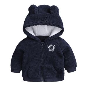 Baby Boys Winter Jacket Nowonarna niemowlę dzieci kreskówkowe ucha z kapturem topy ciepłe ubrania cukier