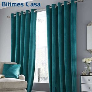 Hohe Schattierung Luxus Samt Blackout Windows Vorhang Drape Panel für Wohnzimmer Schlafzimmer Inneneinrichtung Heimtextilien Einfarbig 210712