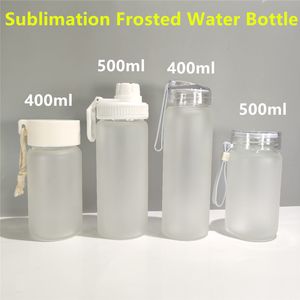 Sublimation Frosted Water Bottle Frosted Glass Mug Matte Glass Juice Bottle Transparent Blank Sublimation Tumbler Travel Mug 400ml 500ml