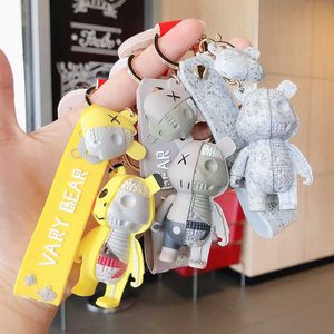 Cartoon Punk Animal Keyring Bear Keychain Funny Half Skull Body Fashion Car Bag Pendant Key Chains Couple Halloween Gift G1019