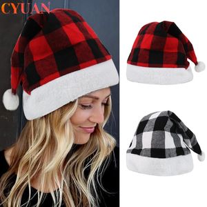 Santa Claus Christmas Hatts Red Black Plaid Xmas Cap Christmaj Decorations For Home Christmas Cap Navidad Noel Decoration