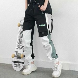 Kobiety luźne spodnie ładunkowe jesień wysoki talia sznurka sznurka jogger pant plus size samica high street spodni casual sportwear 211112