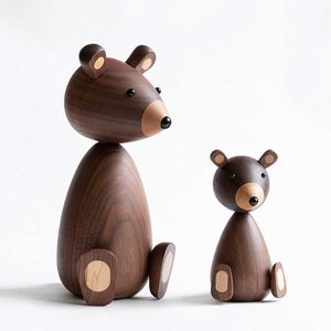 Denmark Wooden Brown Bear Family Gifts Crafts Toys Wood Squirrel Home Decorative Figurines High Quality Nordic Design Room Decor