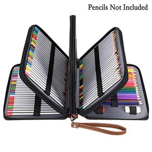 Slot Pencil Case Pu Leather Bag Box Stationery Art Målning Pen Lagring Organiserare Student Supplies Väskor