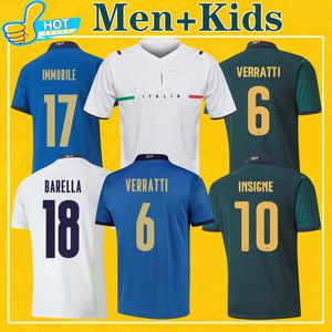 İtalya Ulusal Futbol Takımı Jersey toptan satış-İtalya Futbol Formaları Italia Milli Takımı Futbol Gömlek Ev Uzakta Üçüncü Verratti İmmokile Chiesa Mens Çocuk Seti