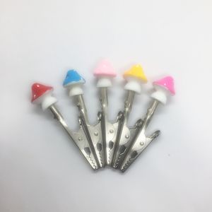 Latest Smoking Colorful Mushroom Shape Decorate Dry Herb Tobacco Preroll Cigarette Cigar Holder Tips Clip Clamp Tongs High Quality DHL Free