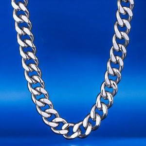 DNSCHIC Men's Miami Cuban Link White Gold Cuban Chain 12mm Necklace StainlSteel Cuban European and American Hip-Hop Jewelry X0509