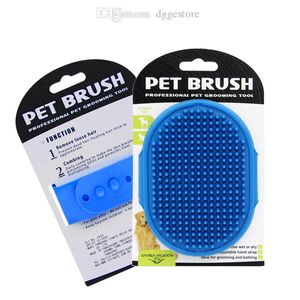 Dog Grooming Brush Premium Pet Bath Brush Soothing Massage Rubber Comb Adjustable Ring Handle Suitable for Long Short Haired Pets 5 Color Wholesale D09