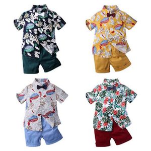 Camicia a maniche corte per bebè da neonato estivo + pantaloncini Set di abbigliamento Abiti da stampa per bambini per bambini 210429