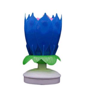 Lotus Musical Candle lectronic Music Birthday Candle Double Rotating Lotus Colored Candle For Kids Cake Wedding Party Decor