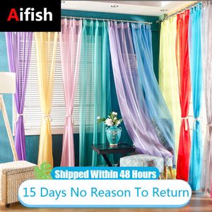 Rideau European American Tulle Curtain For Living Room Window Screening Solid Door Drape Wedding Party Decoration Panel Sheers 210712
