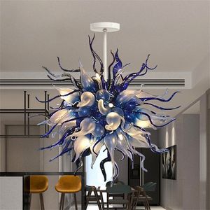 Art deco bedroom bedside lamps hand blown murano glass chain pendant lights chandelier led lamp coffee shop home living room decoration D90cm indoor lighting