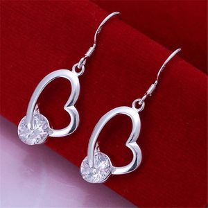 Роскошные кристалл в форме сердца серебряные серьги Мода Ювелирные Изделия ING INC