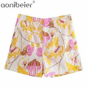 Vintage Print Thin Style Summer Women Casual High Waist Shorts Zipper Closed Straight Female Bottoms 210604