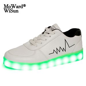 Storlek 30-44 Barn Casual Shoes With Lights USB Charge Lysous Sneakers för barn Pojkar Glödande LED-tjejer upplyst 211022