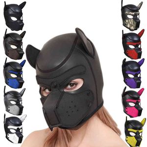 Brand Fashion Padded Latex Gummi Rollspel Hundmask Valp Cosplay Full Head med öron 10 Färg Stage Prestanda Props