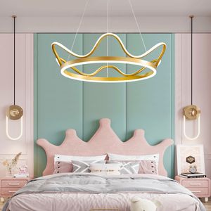 Crown Chandelier LED Living lampade a sospensione Nordic Warm Girl Light Modern Dining Room Light Apparecchio a soffitto creativo