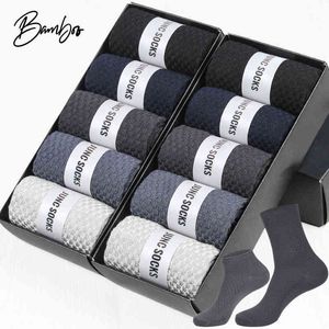 HSS Märke 10 Pare / Lot Bambu Fiberkomprimering Sommar Middle Socks Business Casual Mens Låg Sock Stor Storlek EU38-45