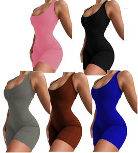 Summer Kobiety haftowe rompers plus size 2xl bandage bez pleców szorty Jumps Suibits Bodysuits swobodne chude kombinezony sporty czarne legginsy 4961