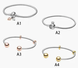 Fine jewelry Authentic 925 Sterling Silver Bead Fit Pandora Charm Bracelets Open Bracelet Bracelet Bead Safety Chain Pendant DIY beads