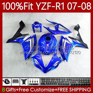 Kit de feiras de OEM para Yamaha 100% caber yzf-r1 yzf1000 yzf fábrica azul R1 2007-2008 corpo 91No.167 yzf-1000 yzf r 1 1000 cc yzfr1 07 08 1000cc 2007 2008 2008 molde de injeção