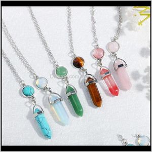 Natural Gemstone Pendants Necklace Opal Rose Quartz Healing Crystals Jewelry For Women Girls 157Qa Pendant Necklaces Abqyk
