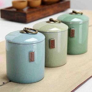 3 färger låda keramik burk lång jing te lufttät krukor kaffe arrangör förvaring tankar kök matbehållare med lock
