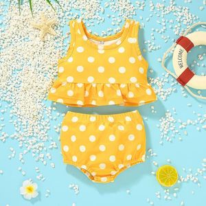 One-Pies Baby Girls Bikini Купальник Костюм Детская Одежда Летняя Пляж Короткие штаны Рукава 2 шт. Установить Отпуск Платье для отдыха