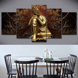 5 piezas abstracta oro hoja de buda impresión pintura decoración casero imágenes de pared para cocina sin marco