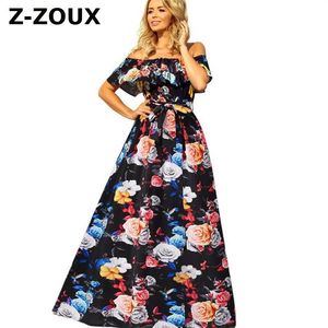 Kobiety Sukienka Slash Neck Off Bandaż Ramię Vintage Sexy Plus Size Długie Kwiaty ES Lato Odzież 210513