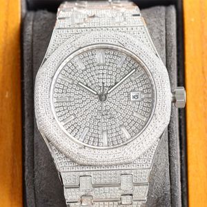 Diamond Watch Erkek İzle Otomatik Mekanik Hareket Paslanmaz Çelik Kılıf Su Geçirmez Saatler Montre De Luxe 40mm Shinny