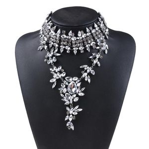 Fashion Statement Chokers Necklaces For Women Long Chocker Crystal Chunky Pendant Necklace Ethnic Jewelry Bijoux