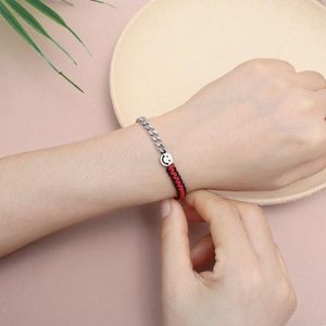 Tennis Braided Smile Bracelet Stainless Steel Cuban Link Chain Braclet Fashion Lucky Red Rope Braslet Adjustable Jewelry Present Unisex