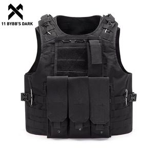 11 BYBB Mörk Sportvästar med midjepåse Män Multifunktion Andningsbara taktiska Pocket Utility Techwear Tactical Vests Streetwear 211111