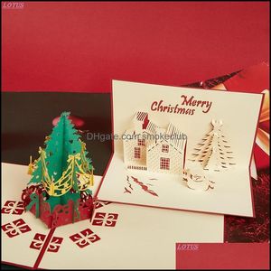 Hälsningsevenemang Festliga tillbehör Hem GardenGreeting Cards Christmas Party Invitations Presenter 3D upp Santa Marry År Kort Årsdag Postca