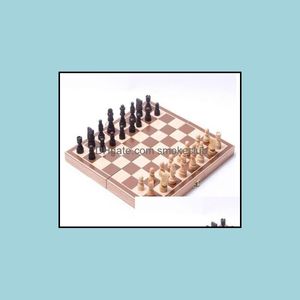 Stół Rozrywka Gry Sport Outdoors Składane Drewniane Międzynarodowe Szachy Zestaw Śmieszne Chessmen Collection Portable Board Game Drop Deliv