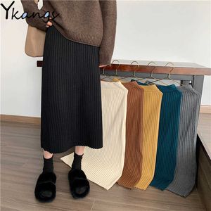 Zimowa gruba ołówkowa spódnica w środkowej długości jesień luźna czarna spódnica czarna czarna spódnica plus w rozmiarze 210619