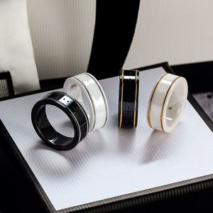 Designes Gold Rim Couple Rings Simple Letter Ring Top Quality Ceramic Material Fashion Gifts Jewelry Supply