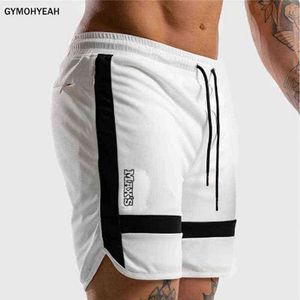NEW Fitness Sweatpants Shorts Man Summer Gyms Workout Male Breathable Mesh Quick dry Sportswear Jogger Beach Brand Short Pants H1206
