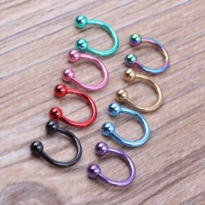 Ball And Cone Horseshoe Nose Rings Stainless Steel Piercing Nose Stud 16g Mix 8 Colors Fashion Ear Body Jewelry pircing