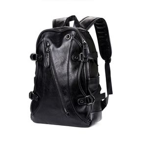 Skórzany plecak Biznes Mężczyźni Casual Travel Bagpack Duży Laptop Book Bag Black Male Bolsa Back Pack School Torby