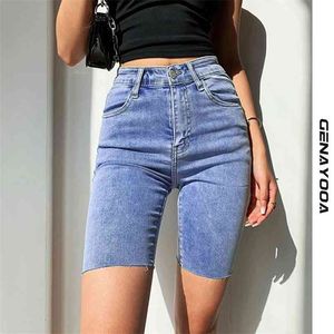 Genayooa Streetwear Skinny High Waist Shorts Jeans Feminino Sommar Koreanska Push Up Biker Kvinnor Denim Plus Storlek 210719